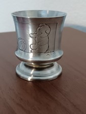 Ancien coquetier enfant métal argenté motif jouets - années 60/70