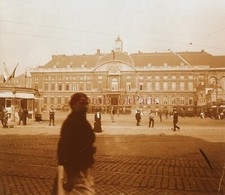 BELGIQUE Liège Palais des Princes-Évêques c1900 Photo Plaque Stereo Vintage