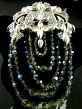 SIGNED SWAROVSKI LIMITED PERIDOT CRYSTAL RHODIUM PLATED PIN~BROOCH RETIRED NWT