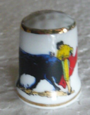 Dé à coudre de collection en porcelaine décoré d'un torero d'Espagne 