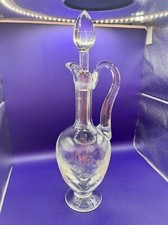 Grande carafe en cristal de Saint Louis manche beaux motifs gravés rare 15 po...