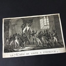 Gravure Bataille Napoléon Début XIXè 76è Régiment De Ligne Innsbruck 1805