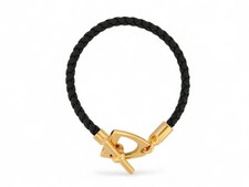 NEUF BRACELET HERMES ETRIER H100016FV 14.5CM CUIR BANGLE + BOITE METAL DORE 325€