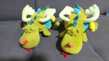 lot 2 Doudou Peluche Dragon Walter Vert Eveil Activités Lilliputiens 22 cm
