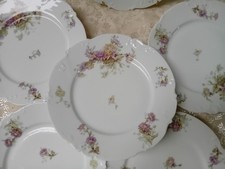 assiettes plates porcelaine aux lions faience de Paris 19 ème décor floral