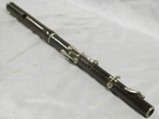 ANCIENNE FLUTE TRAVERSIERE PICCOLO INSTRUMENT MUSIQUE A VENT BOIS EBENE