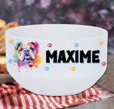 Bol petit déjeuner Bouledogue anglais personnalisé avec prénom