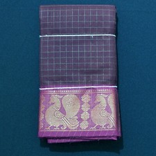 Saree Maroon Indien En Coton Sungudi Avec Bordure En Zari 60 Fil