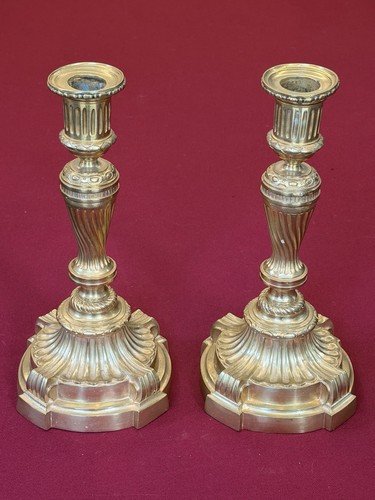 Paire flambeaux bronze doré - paire,