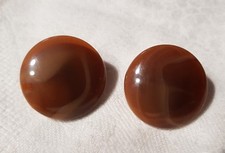 BIJOUX VINTAGE BOUCLES D'OREILLES galalithe ton marron vintage earrings / G1