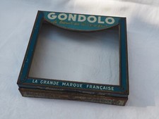 BISCUITS GONDOLO. Ancien Couvercle Publicitaire Vitré Ouvrant Tôle Lithographiée