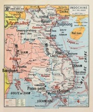 Carte Vidal Lablache Indochine Saigon Hanoi Laos Cambodge Tonkin Annam Vietnam