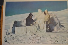 Tableau Iglo Esquimo Schneehaus Vintage Igloo Chart 92x64 ~1959 Ice Âge Canada