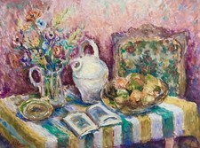 Nature morte rose, peinture de
