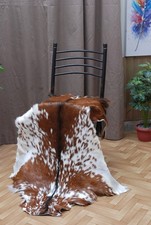 Authentique Marron Peau De Chèvre Tapis - De luxe à Poils Cuir pour