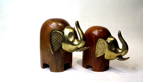 Elephants bois bronze - -,