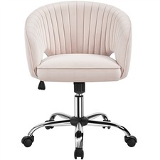 Fauteuil de Bureau Ergonomique en Velours à Roulettes avec Assise Réglable