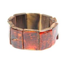 Bracelet extensible carrés de nacre orange