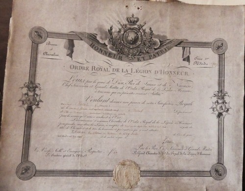 1819 diplôme chevalier la - diplôme,