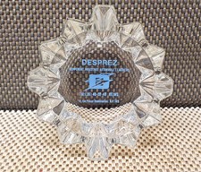 Ancien cendrier vide poche pub Desprez équipement auto Reims en verre épais 