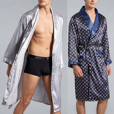 Peignoir de bain doux en soie satin??e pour homme neuf robe de chambre pyjama de