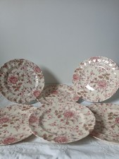 6 Assiettes Plates Rose Chintz