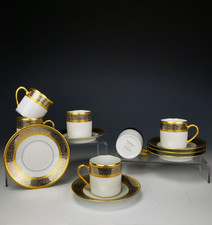 Bernardaud "Vulcain" - 6 Tasses à Café Et Soucoupes - Incrustation Or Et Platine