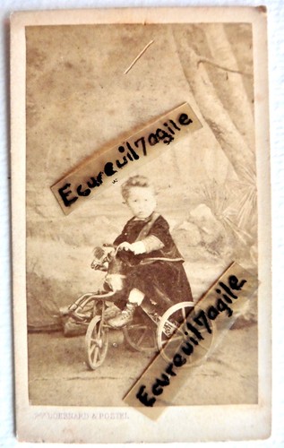 Cdv photo cheval tricycle - cdv,