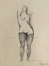 Modesto ROLDAN - Litografia firmada signed lithograph 1963 Man Nu féminin Nude