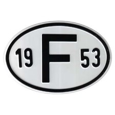 Plaque pays "F" en métal avec année 1953