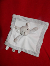 Doudou Plat Obaibi Eléphant Blanc Gris 
