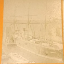 Bateau 3 Mats Steamer New York États-Unis USA Photo Stéréo Vintage 1870 Albumine