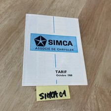 Simca 1000 1200 1100 1301 1501 liste prix 1968 prospectus catalogue automobile