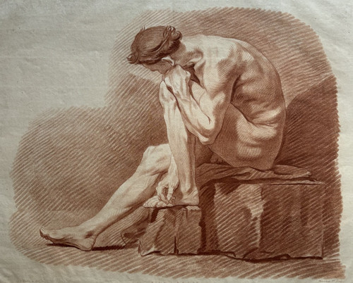 Homme gravure sanguine - gravure,