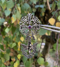 Bijou Régional Ancien Broche Pendentif Normand Saint Esprit XIX Argent Massif