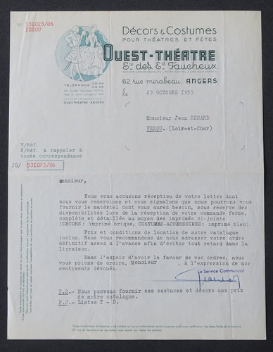 Facture angers 1953 ouest - angers,