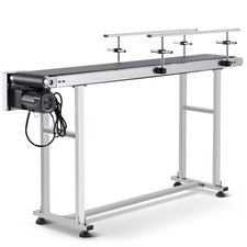 VEVOR Convoyeur à bande acier inoxydable PVC 1498,6x198,1 mm double garde-corps