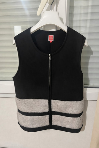 Veste gilet noir imitation - veste,