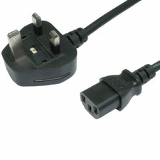Cable adaptateur prise UK, avec fusible 13A, vers IEC - 40cm