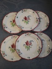 ?️ 6 Assiettes Anciennes Gien Modèle Lorraine Vaisselle Vintage Motifs  tulipe
