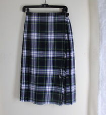 St.Michael UK Green Tartan Plaid Wool Kilt Skirt S XS 37" Hip 26" Waist England