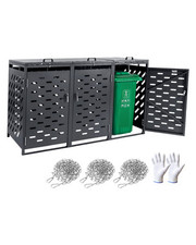 VEVOR Abri de rangement pour poubelles extérieur 3 x 240 L couvercle à chaîne