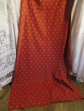 Vintage French Very Long Curtain Panel. Deep Red ground, “Romanex” (A)