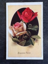 LOT 4 CARTES POSTALES ILLUSTREES BELLES ROSES FLEURS - 59000