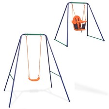 Balançoire Simple 2-en-1 et Balançoire pour Tout-petits Orange Portique vidaXL
