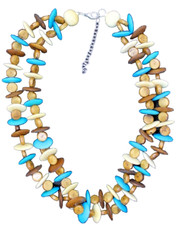 COLLIER BOIS , DOUBLE RANG ; env.50 cm , fermoir renforçé ;NEUF,JAMAIS PORTE/17