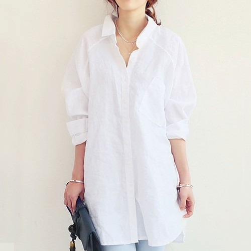 Chemise longue oversize lin - chemise, en