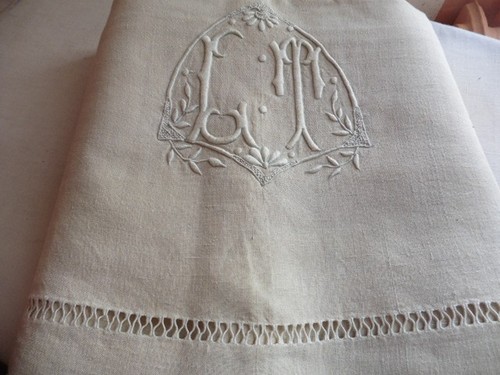 Ancien drap lin creme - drap,