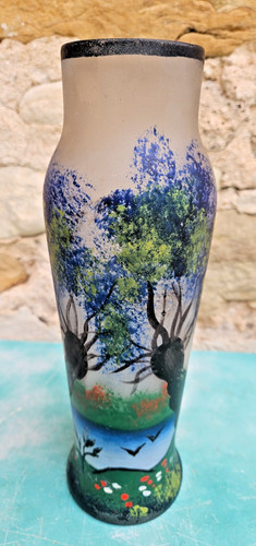 Ancien vase verre peint - en,