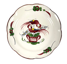 Assiette XIXem, combat de coq en faïence de l'Est, Lunéville, Les Islettes, plat